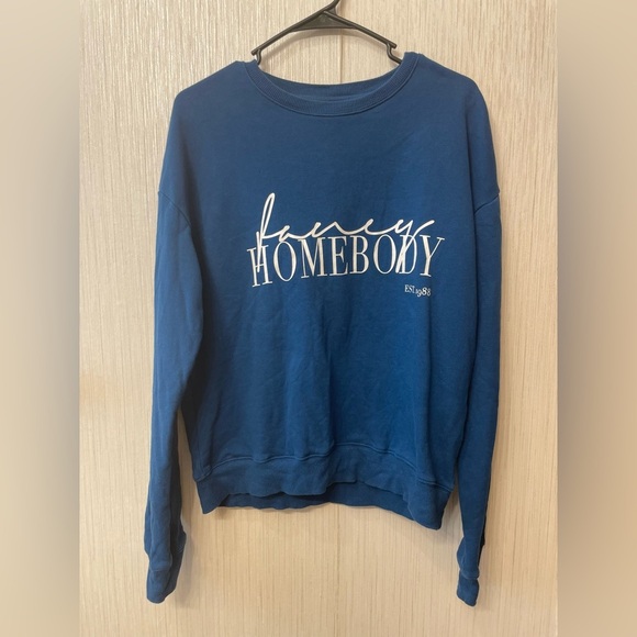 Fancy Homebody Matching Set - Blue Sweatshirt & Shorts (Size M) - Picture 1 of 11